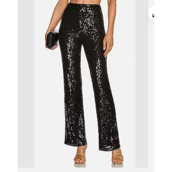 House of Harlow Sequin Black Straight Leg Pants Party Holiday Size M - Picture 1 of 6